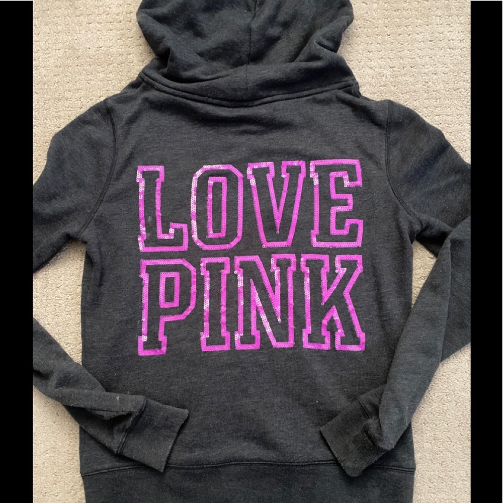 PINK! VS sequin full zip hoodie small